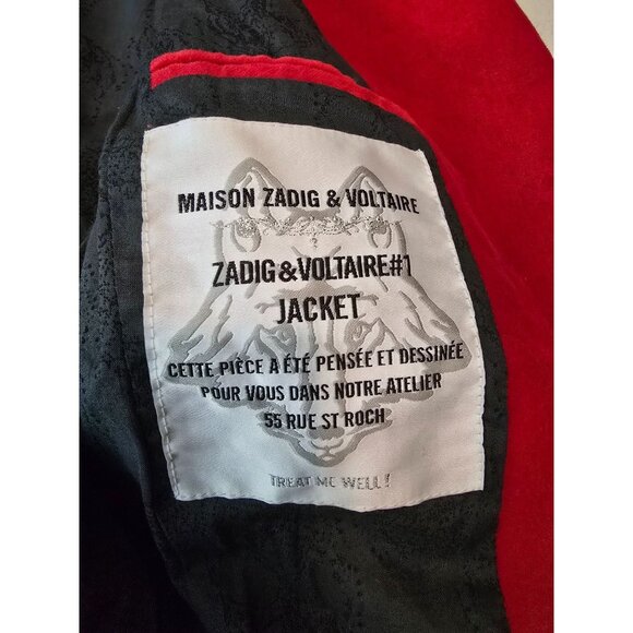 Zadig & Voltaire Womens Red Velvet Vero Blazer 38 Tailored Fit Single Button - Picture 7 of 9